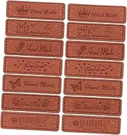 MINAOLULUS 140Pcs Handmade Labels with Holes PU Leather Tags for DIY Crafts Sewing Supplies Made with Love Tags for Clothing and Creative Projects