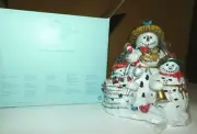 NEW PartyLite Snowbell Tealight Candle Holder Christmas Snowmen Retired in Box