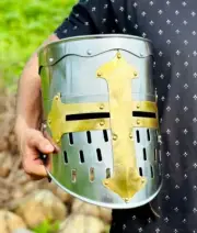 Templar Medieval helmet, Crusader Helmet With wooden stand Halloween Gift item