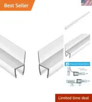 2-Pack Frameless Shower Door Side Seal Strip for 1/4" Glass Doors, Vertical P...