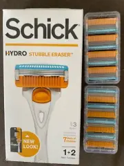 NEW Schick Hydro Skin Stubble Eraser Razor With 10 Cartridges