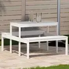 vidaXL Picnic Table White 110x134x75 cm Solid Wood Pine 2BB