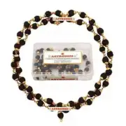 Unisex Hindu Original Black 5 Mukhi Rudraksh Copper Cap Mala