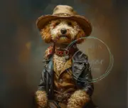 Doodle Cowboy Art Mouse Pad Gift Fun Computer Goldendoodle Labradoodle Dog Lover