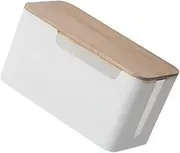 1Pc Box Wire Storage Box Socket Container with Detachable Cover Cable Organizer for Use Tidy Charging Cable Box with Dual Side Versatile Storage White