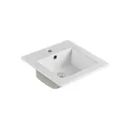 410*410*175mm Poseidon PIS4141 Gloss White Ceramic Square With Overflow 1 Tap Hole Insert Basin