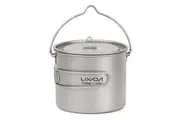 Lixada 750ml/900ml/1100ml Ultralight Titanium Pot Water Mug Cup with Lid and Foldable Handle Outdoor Camping Cooking Picnic