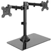 VIVO Freestanding Dual Monitor Stand with Sleek Glass Base and Adjustable Arm...