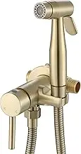 Handheld Bidet Sprayer Brushed Gold Warm Water, WiPPhs Stainless Steel Bidet Hand Held Sprayer for Toilet with Brass Hot and Cold Mixing Valve, WI9138BG