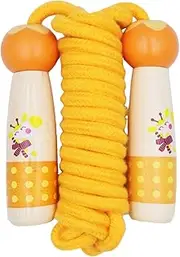 Jump Rope for Kids Adjustable Length Cotton Rope with Wooden Handle for Boys and Girls Sport Fitness Exercise