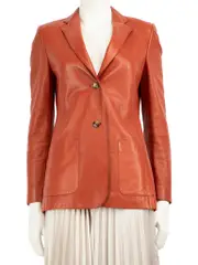 Red Lambskin Leather Blazer