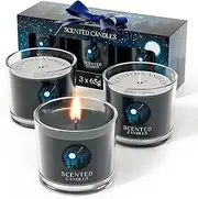 CHILLFLAME Candles for Men, Candles Gifts for Men, Scented Candles Gift Set for Him, 3 Scented Votive Candles, Birthday Gifts for Men (Black, 200g)