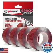 GripBond Clear Double Sided Tape, 4 Rolls (10 Ft), 1.2”x120” – Clear Mounting