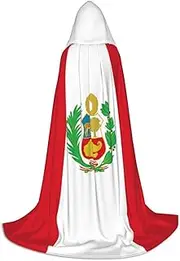 Flag Of Peru Print Halloween Hooded Cloak 130/150/170cm Carnival Witch Costume Cosplay Theme Party