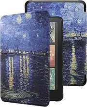 [WALNEW] Case for 7" Kindle Paperwhite 12th Generation 2024 & Kindle Paperwhite Signature Edition 2024, All-New PU Leather Protective Case Cover with Auto Wake/Sleep, BLUENIGHT