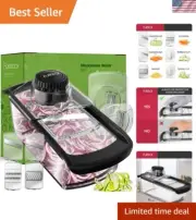 Compact Stainless Steel Mandoline Slicer for Fruits & Veggies - Dishwasher Safe