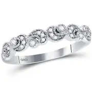 14k White Gold Round Diamond Crescent Stackable Band Ring 1/10 Cttw