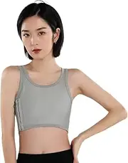 [Kreeqe] Transgender breast binder FTM Mesh Crew Neck 3 rows hooks binder bra tank top