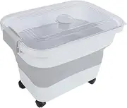 Dog Food Storage Container, Collapsible Dog Food Container with Rolling Wheel & Measuring Scoop, Large Capacity Sealed Pet Food Storage Container, Dog Food Bin (S 40cm / 15.7in)