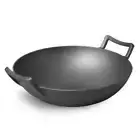 SOGA 32cm Commercial Cast Iron Wok FryPan Fry Pan with Double Handle LUZ-ZPai013