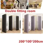 2 In 1 Clothes Store Fitting Room Changing Rooms Divider With 3 Shading Curtains