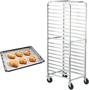 VEVOR Bun Pan Rack, 20-Tier Commercial Bakery Racks with Brake Wheels, Aluminum Racking Trolley Storage for Half & Full Sheet, Speed Rack for Kitchen Home, Bread Baking Equipment, 660x517x1767 mm