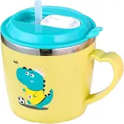 iplusmile Leakproof Boys and Girls Drinking Cup Stainless Steel Straw Cup with Graduated Scale -Free for Toddlers and Elderly with Cartoon Pattern