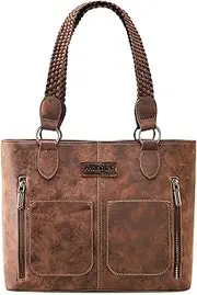 [Wrangler] Tote Bag for Women Multi Pockets Shoulder Purse with Woven Strap
