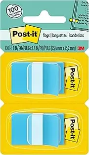 Post-it Standard Page Flags in Dispenser 25.4mm Wide, Bright Blue 100 Flags, 680-BB2