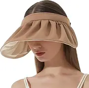 [RainFlowwer] Sun Visor Hat for Women, Clip On Foldable Wide Brim Sun Hats, Roll-up Headband Sun Hat with UV Protection