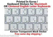 Korean Black Transparent Keyboard Sticker for Mac or Centered Windows keyboards