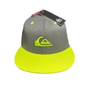 Quiksilver Stuckles Hat Cap Mountain Wave Wool Blend Gray S/M Neon Green Flexfit