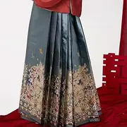 [JIMINISO] Chinese Hanfu Women's Ming Dynasty Shirt Stand Collar Makeup Flower Red Horse Face Skirt Wedding Dress Tang Set