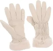 [Kisangel] Women's Thermal Gloves Plush Keychain Tape Party Supplies Finger ed Instrument Protection Locking Wine Stoppers Skin-feel Fabric Beige
