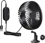 USB Car Fan,3 Speeds Truck Fan - Adjustable Powerful Blower, Quiet Air Circulation For Vehicle RV Camping Home