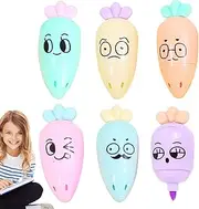 Highlighters Assorted Colors - 6X Highlighter Pastel - Quick-Dry Chisel Tip Carrot Shape Bright Markers School Supplies for Adults Kids Studying Coloring College Student Note-Taking Teacher