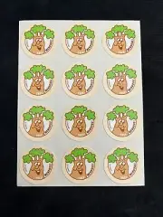 Vintage 80’s Trend Scratch & Sniff Glossy “TREE-MENDOUS!” Wood Sticker Sheet
