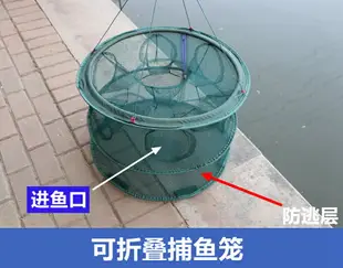 漁網 捕魚籠折疊漁網抓魚工具手拋網捕魚網撲魚龍蝦網捕蝦籠小魚網圓形