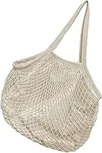 Grocery Mesh Bags, Reusable Cotton Shopping Bags Mesh Tote, Reusable Shoulder Tote with Lining Long Handle Large Capacity Produce Organizer for Beach Fruit Travel