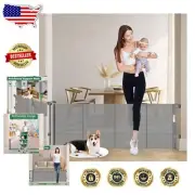 Indoor Outdoor 24-Inch Tall Retractable Baby & Puppy Gate - 0-55 Inch Wide