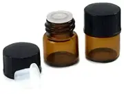 1/4 Dram 1ml Amber Glass Vial 144- Flat Black Screw Cap w/Orifice Reducer and...