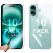 10 Set Tempered Glass Screen Protector for Apple iPhone 16 Front and Film Back Bulk Guard