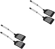 STOBAZA 2sets Stainless Steel Cooking Turners Non Stick Spatulas for Frying Eggs Pancakes and Fish Kitchen Utensils with Hanging for 2pcs*2