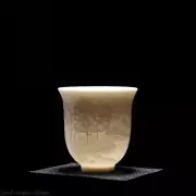 Jade Porcelain Tea Cup Handmade Carved Flower Relief 150ml Personal Cup Of Tea