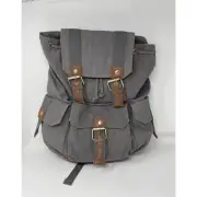 KAUKKO Gray Canvas Backpack Rucksack Laptop School Bag Pockets Travel NWT