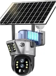 12MP 10X Zoom Dual Screen Solar Camera Outdoor 6K 4G/WiFi Three Lens Human Auto Tracking Security Cameras(WiFi 10xZoom 128G)