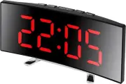 Digital Alarm Clock, LED Curved Large Screen with Mirror Silent Snooze Function