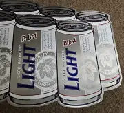 NOS PABST BLUE RIBBON LIGHT BEER 6 PACK METAL Tin SIGN 22x17 Rare Man Cave Bar