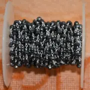 Bulk beaded 4mm Natural AB Black beads silver plated jewelry making rosary chain