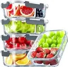 VERONES 5 Pack Glass Meal Prep Containers 2 Compartment Set, 36OZ Airtight Glass